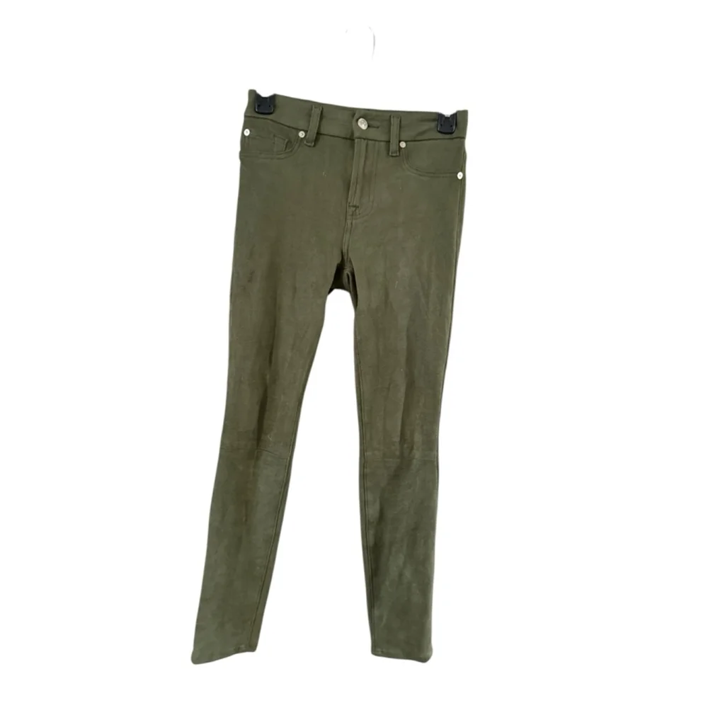 7 For All Mankind Olive Green Skinny Jeans Size 26